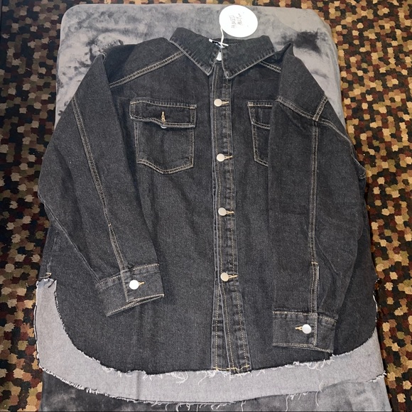 Princess Polly Allen Denim Jacket in Black Size 4 New with tag - Picture 12 of 14